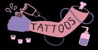an illustration of a tattoo shop with a tattoo on the arm