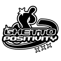 the logo for ghetto positivity on a black background