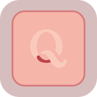 a pink square with the letter q on it