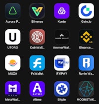 a list of different cryptocurrency apps on an iphone