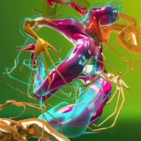 a 3d image of a woman in a colorful dress