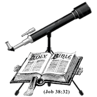 a bible with a telescope and a book on a stand