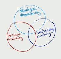 a venn diagram with the words strategising, visualizing, and coaching