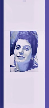 a photo of a woman on a purple background