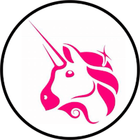 an image of a pink unicorn head in a circle