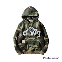 a camouflage hoodie with the words'the underdog'on it