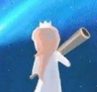 a girl in a white dress is holding a bat in the sky