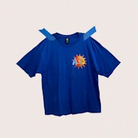 a blue t - shirt with a sun on it