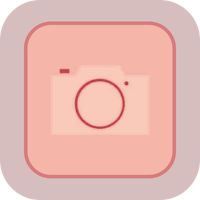 a camera icon on a pink square background