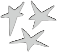 three silver star cut outs on a black background