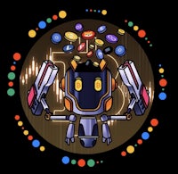 an image of a robot with coins in his hands