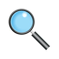 a magnifying glass icon on a black background