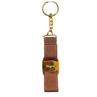 a brown key chain with a gold clasp