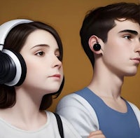 a girl wearing headphones and listening to music