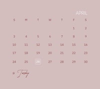 a pink calendar with the words april
