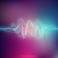a colorful sound wave on a purple background