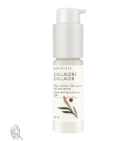 a bottle of collagene serum on a white background