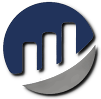 a blue circle with a blue and white logo