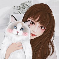 a girl holding a white cat