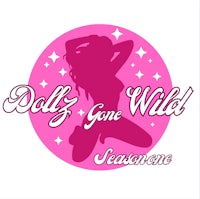 a pink logo with the words dolly get wild