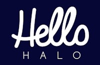hello halo logo on a dark blue background