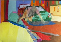 a painting of a car on a street