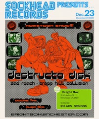 a flyer for sockhead records'destructo disk