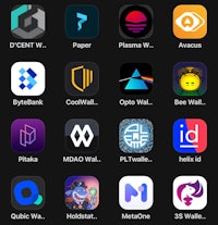 a list of different apps on a black screen