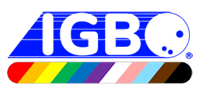 a rainbow colored tv with a blue background