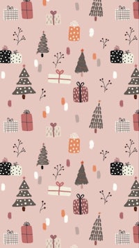 a christmas pattern with christmas trees on a pink background