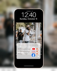 a cell phone with a picture of a person on it