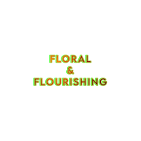 floral & flourishing logo on a black background
