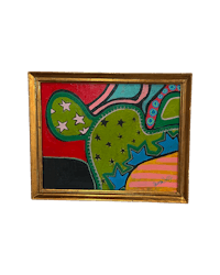 an abstract painting in a gold frame