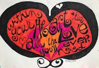 a drawing of a heart with a quote written on it