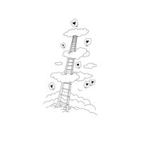 a drawing of a ladder with hearts on it
