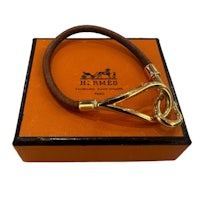 hermes leather bracelet in orange box