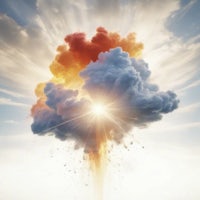an image of a cloud with a sun coming out of it