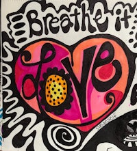 a drawing of a heart with the words breathe it love