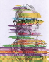 a drawing of a man with a beard and glasses