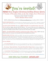 a flyer for the reno eagles christmas party