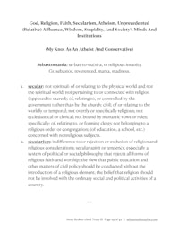 a white paper with the words christianity, religion, secularism, and secularism
