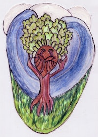 a drawing of a tree in the shape of a heart