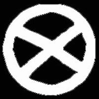 a white cross symbol on a black background