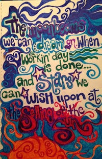 a colorful drawing with a quote on it
