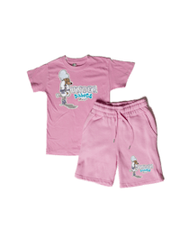 a pink t - shirt and shorts set