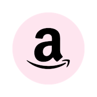 a pink amazon logo on a black background