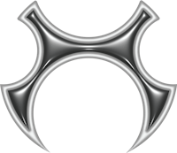 a silver metal symbol on a black background