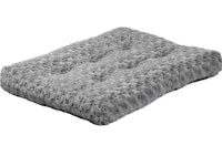 a grey dog bed on a white background