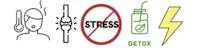 a logo with the words stress and detox