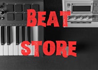 a beat store logo with a keyboard next to it